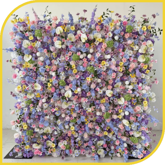 Mur de fleurs pastel multicolore