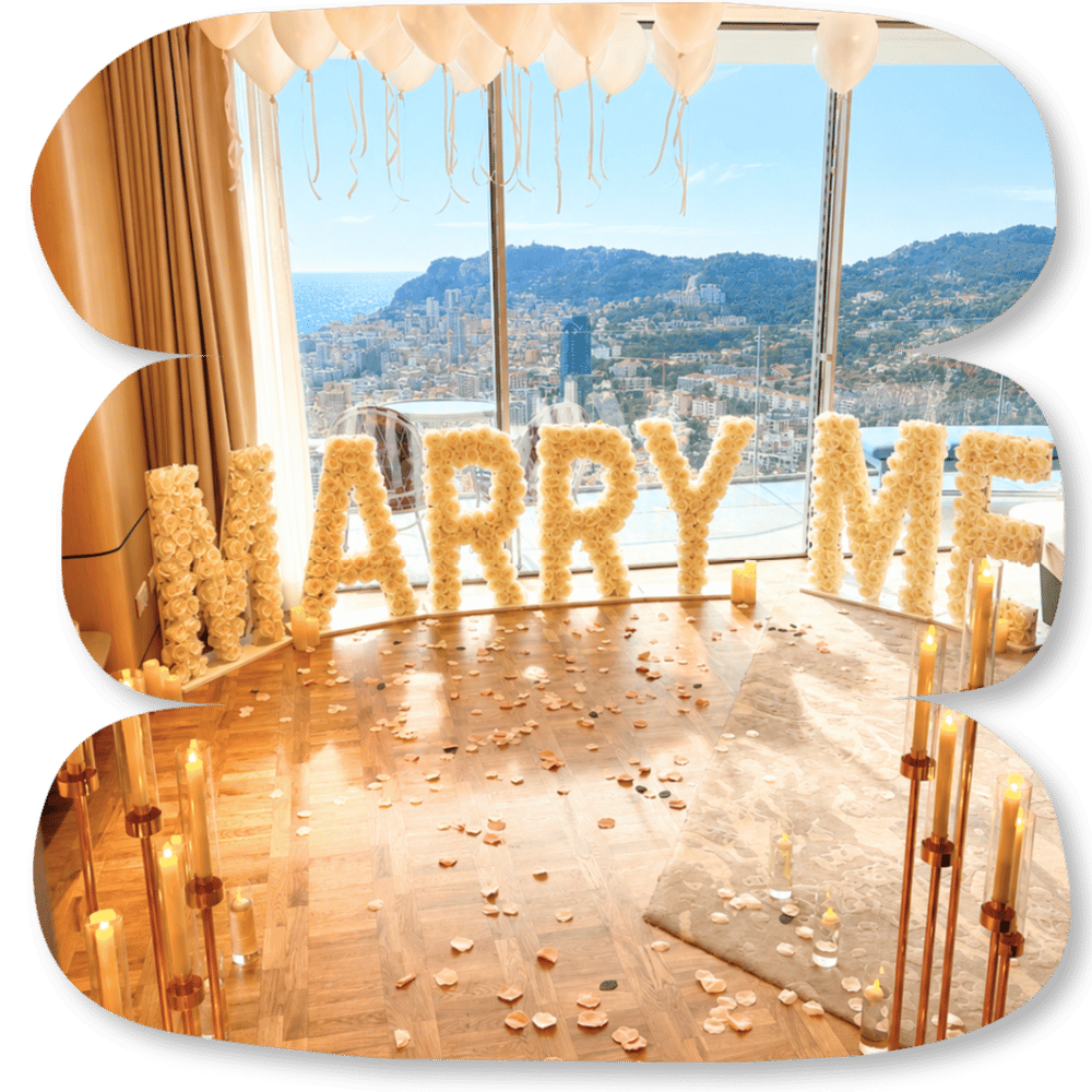 Lettres Florales Géantes "MARRY ME" 80cm